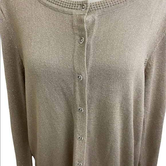Fenn Wright Manson womens button down cardigan 1X plus size beige gold - Picture 2 of 13